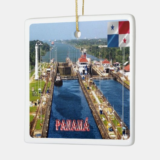 zPA014 PANAMA, CANAL LOCKS, Amerika, Keramisch Ornament (Links)