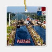 zPA014 PANAMA, CANAL LOCKS, Amerika, Keramisch Ornament (Voorkant)