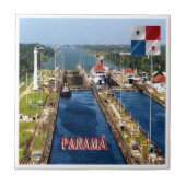 zPA014 PANAMA, CANAL LOCKS, Amerika, keramische Te Tegeltje (Voorkant)