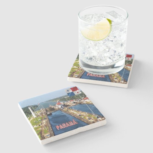 zPA014 PANAMA, CANAL LOCKS, Amerika, Stenen Onderzetter (Zijkant)