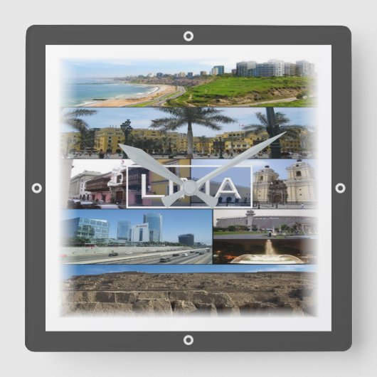 zPE008 mozaïek van LIMA in Peru, Amerika, Vierkante Klok (Voorkant)