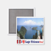 zPE012 LAKE TITICACA I Love, Peru, Fridge Magneet (Voorkant / Achterkant)
