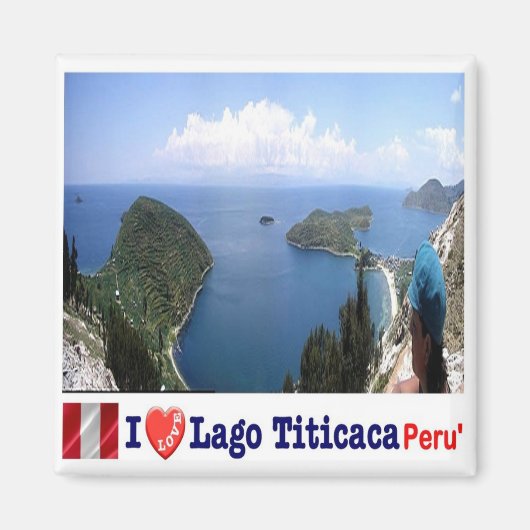 zPE012 LAKE TITICACA I Love, Peru, Fridge Magneet (Voorkant)