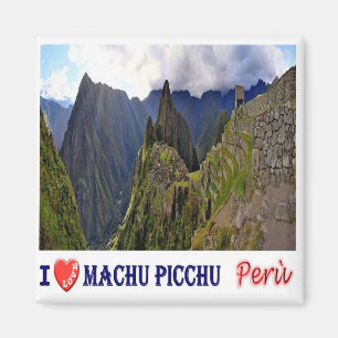 zPE027 MACHU PICCHU I Love, Mosaic, Peru, Fridge Magneet