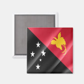 zPG002 WAVING VLAGPAPUA NIEUW GUINEE, Fridge Magneet (Voorkant / Achterkant)