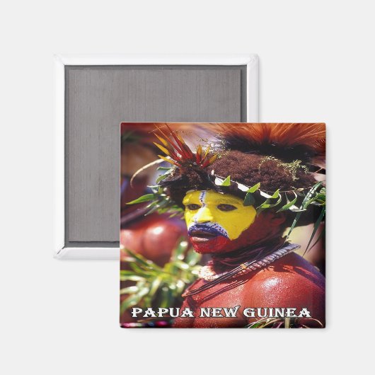 zPG008 HULI WIGMAN, Papoea-Nieuw-Guinea, Fridge Magneet (Voorkant / Achterkant)