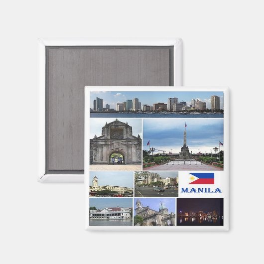 zPH003 MANILA collage, Filipijnen, Azië, Fridge Magneet (Voorkant / Achterkant)