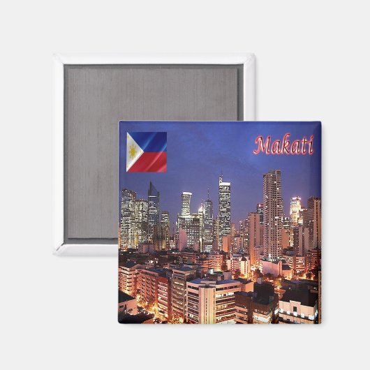 zPH009 MAKATI, City By Night, Filipijnen, Fridge Magneet (Voorkant / Achterkant)