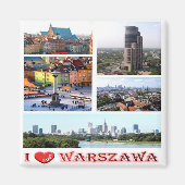zPL010 WARSAW "I Love", Polen, Europa, Fridge Magneet (Voorkant)