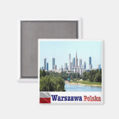 zPL014 WARSAW skylin, Polen, Europa, Fridge Magneet (Voorkant / Achterkant)