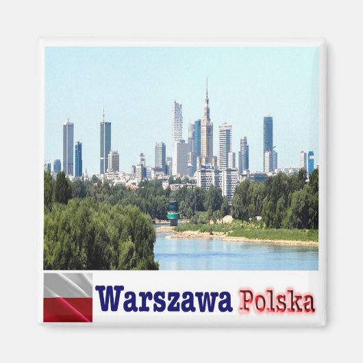 zPL014 WARSAW skylin, Polen, Europa, Fridge Magneet (Voorkant)