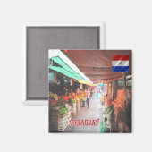 zPY005 PARAGUAY, Market, America, Fridge Magneet (Voorkant / Achterkant)