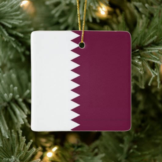 zQA001 Qatarese VLAG Qatar, Keramisch Ornament (Boom)