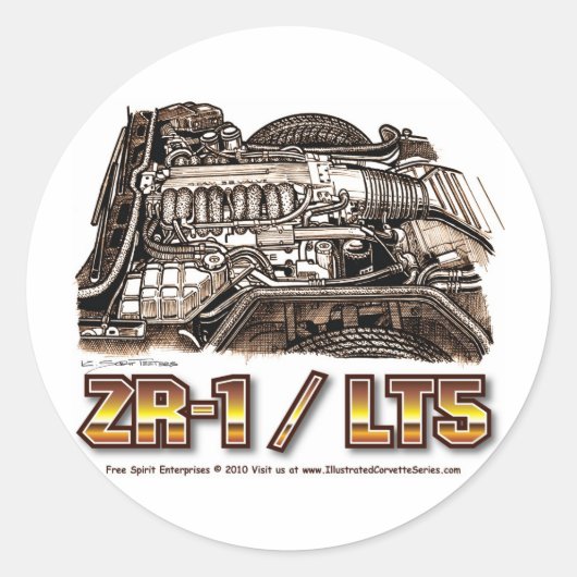 ZR1/LT5 320 Corvette engine Ronde Sticker (Voorkant)