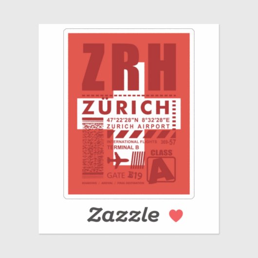 ZRH Luchthaven Zürich Sticker (Vel)