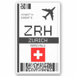 ZRH Zürich Boarding Pass - Zwitserland Reizen Sticker
