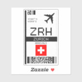 ZRH Zürich Boarding Pass - Zwitserland Reizen Sticker (Vel)