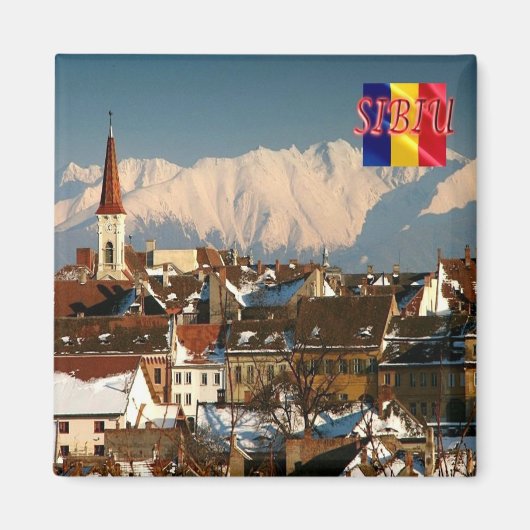 zRO006 SIBIU panorama, Roemenië, Europa, Fridge Magneet (Voorkant)