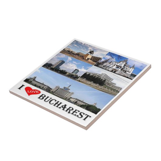 zRO010 BOEKAREST "I Love", Roemenië, Europa, Tegeltje (Zijkant)