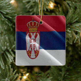 zRS002 SERBIAN Wving FLAG SERBIA, Europa, Keramisch Ornament