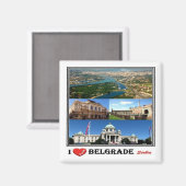 zRS003 BELGRADE "I Love", Servië, Europa, Fridge Magneet (Voorkant / Achterkant)