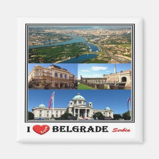 zRS003 BELGRADE "I Love", Servië, Europa, Fridge Magneet (Voorkant)