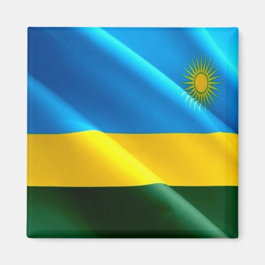 zRW002 RWANDA, Waving Flag, Afrika, Fridge Magneet (Voorkant)