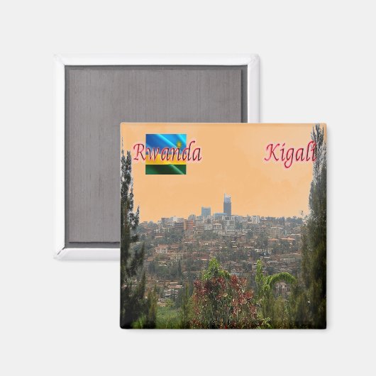 zRW004 KIGALI, Downtown, Rwanda, Afrika, Fridge Magneet (Voorkant / Achterkant)
