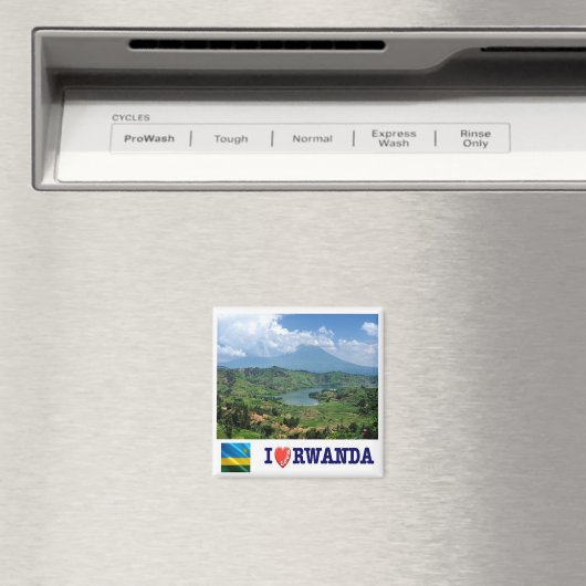 zRW007 RWANDA, I Love, Virunga Mountains, Fridge Magneet (Insitu (Vaatwasser))