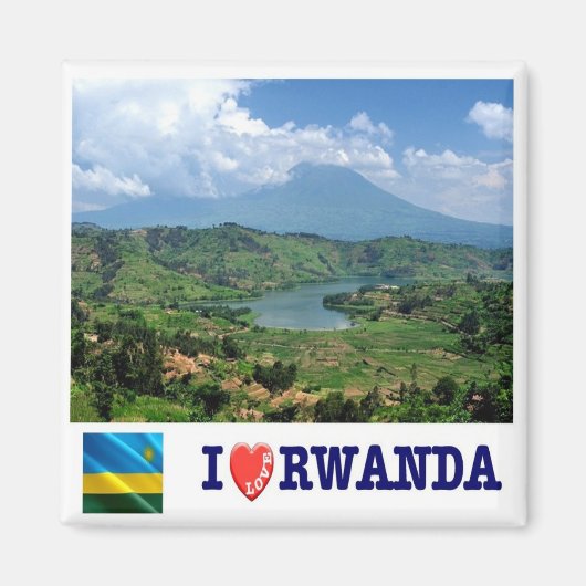 zRW007 RWANDA, I Love, Virunga Mountains, Fridge Magneet (Voorkant)