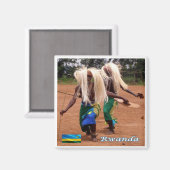zRW010 RWANDA, Traditionele Rwandese dansers, Frid Magneet (Voorkant / Achterkant)