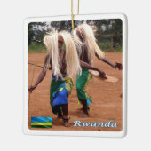 zRW010 RWANDA, traditionele Rwandese dansers, Keramisch Ornament (Links)
