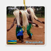zRW010 RWANDA, traditionele Rwandese dansers, Keramisch Ornament (Voorkant)
