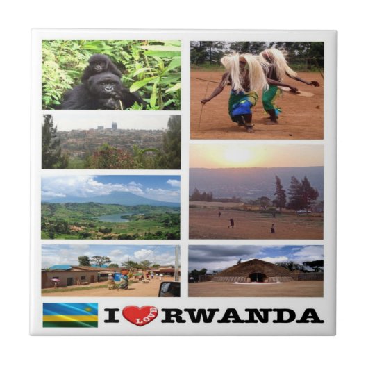 zRW011 RWANDA Ik hou van, Mozaïek, Afrika, Tegeltje (Voorkant)