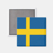 zSE001 ZWEEDSE VLAG ZWEDEN, Fridge Magneet (Voorkant / Achterkant)