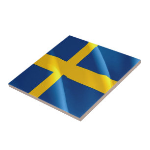 zSE002 ZWEEDS DE VLAG VAN ZWEDEN WAVEND, Tegeltje