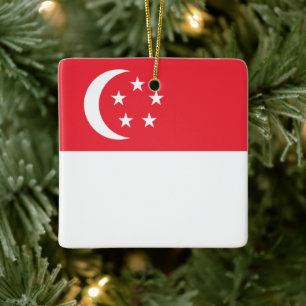 zSG001 Singaporese VLAG Singapore Keramisch Ornament