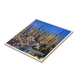 zSG006 SINGAPORE panorama LION STAD, Azië, Tegeltje