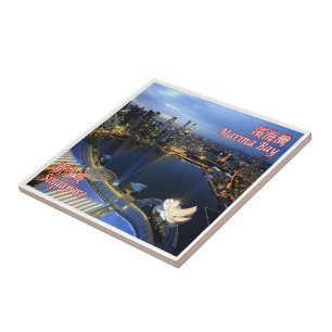 zSG008 SINGAPORE silhouet LEEUWENSTAD, Azië, Tegeltje