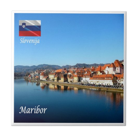 zSI013 DRAVA IN MARIBOR, Slovenië, Europa, Tegeltje (Voorkant)
