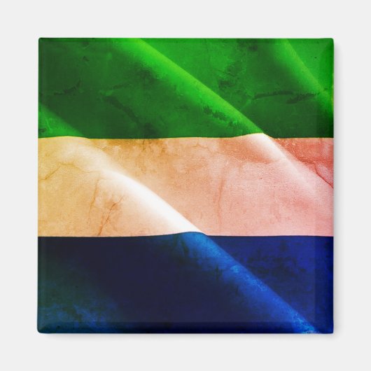 zSL002 SIERRA LEONE, Waving Flag, Afrika, Fridge Magneet (Voorkant)