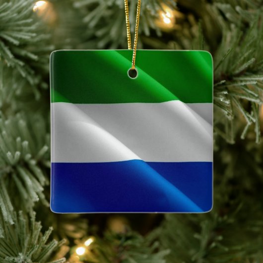 zSL002 SIERRA LEONE, Waving Flag, Afrika, Keramisch Ornament (Boom)