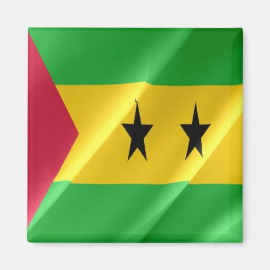 zST002 SAO TOME' en PRINCIPE, Waving Flag, Fridge Magneet (Voorkant)