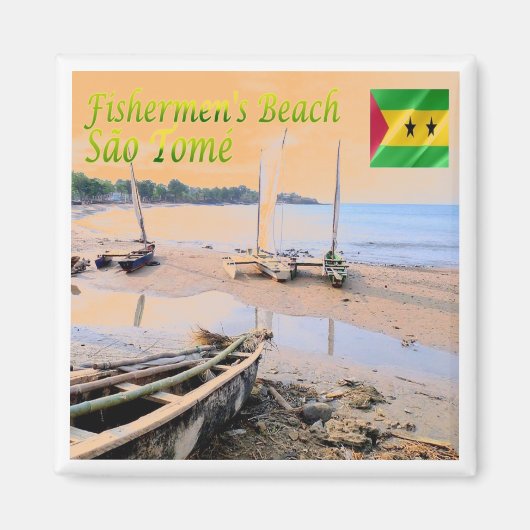 ZST005 SAO TOME', Vissers strand, Afrika, Fridge Magneet (Voorkant)
