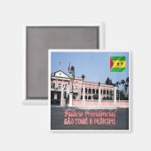 zST006 SAO TOME' Het presidentiële paleis, Fridge Magneet (Voorkant / Achterkant)