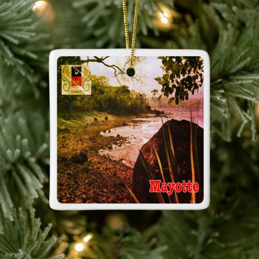 zT003 MAYOTTE, Beach, Afrika, Keramisch Ornament (Boom)