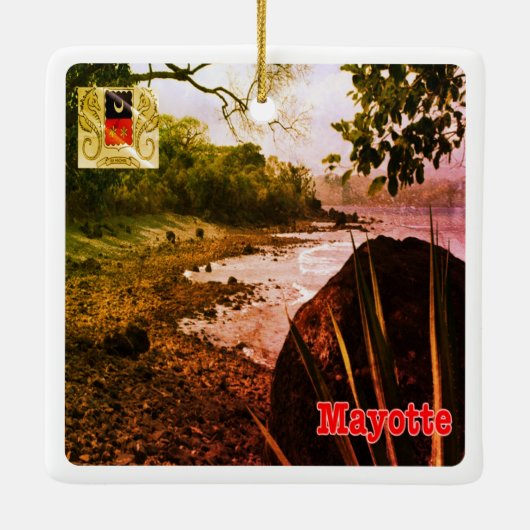 zT003 MAYOTTE, Beach, Afrika, Keramisch Ornament (Achterkant)