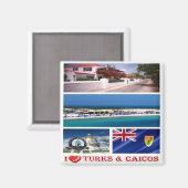 zTC003 TURKS en CAICOS Islands I Love, Fridge Magneet (Voorkant / Achterkant)