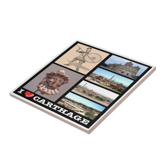 zTN016 CARTHAGE I Love, Mosaic, Tunesiër, Tegeltje (Zijkant)