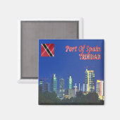 ZTT005 TRINIDAD, Skyline, Port of Spain, Fridge Magneet (Voorkant / Achterkant)